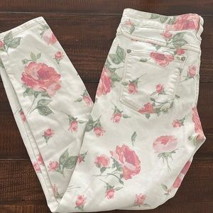 Free People pink flower print jeans
